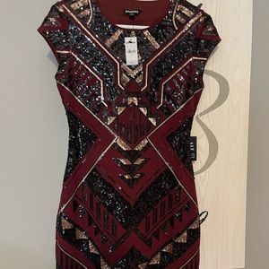 Express Sequined Red Dress